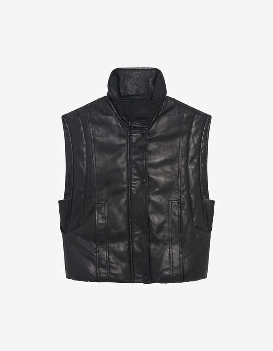 SLEEVELESS LEATHER JACKET