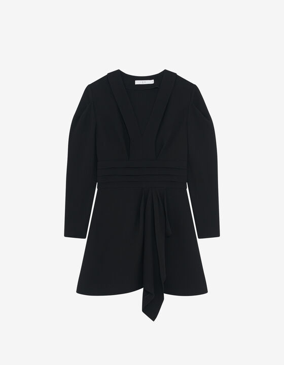 SHORT V-NECK DRESS WITH RUFFLES