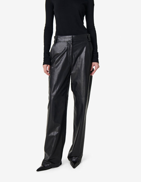 WIDE-LEG LEATHER PANTS