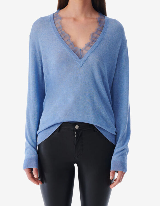 LACE V-NECK SWEATER