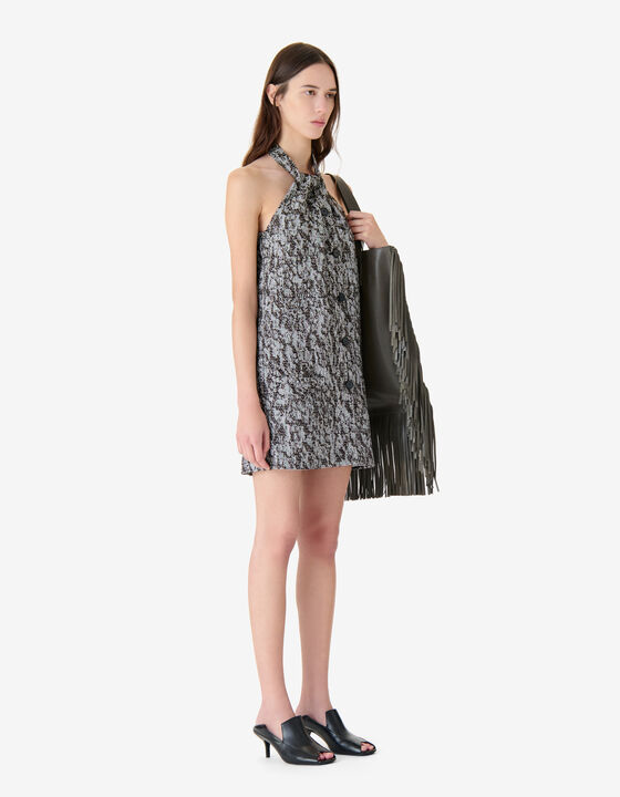 ROBE EN TWEED COL HALTER