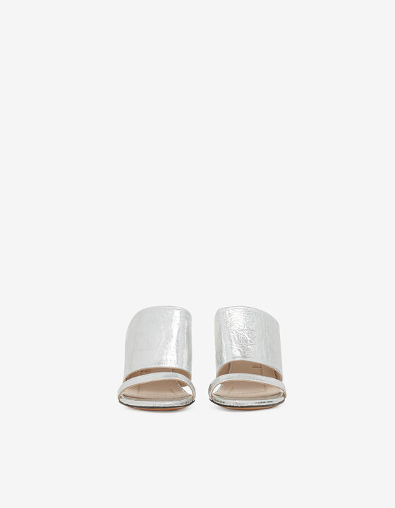 SILVER LEATHER MULES
