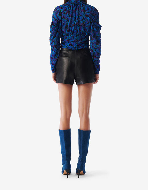 EMBROIDERED LEATHER SHORTS