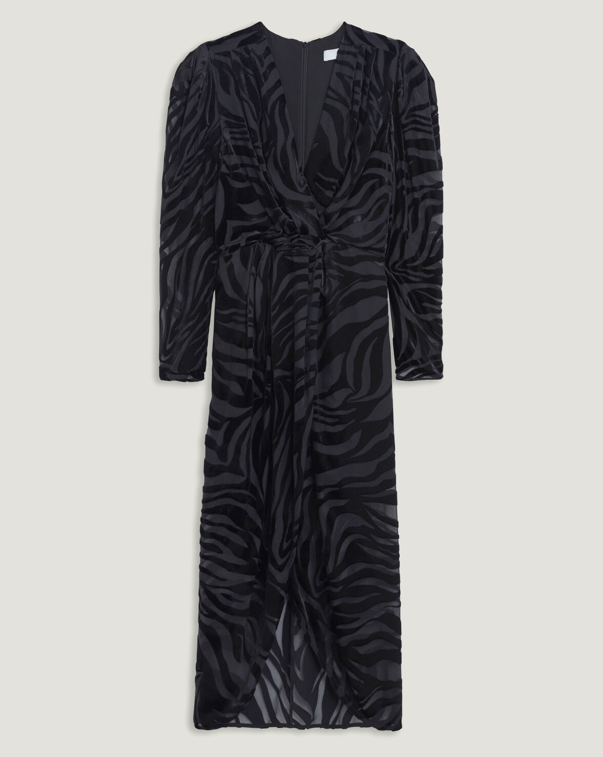 NERVEZ ZEBRA PRINT VELVET MIDI DRESS image number null