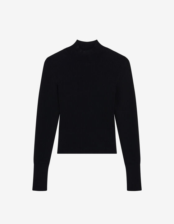 RIBBED PULLOVER WITH TURN-UP COLLAR