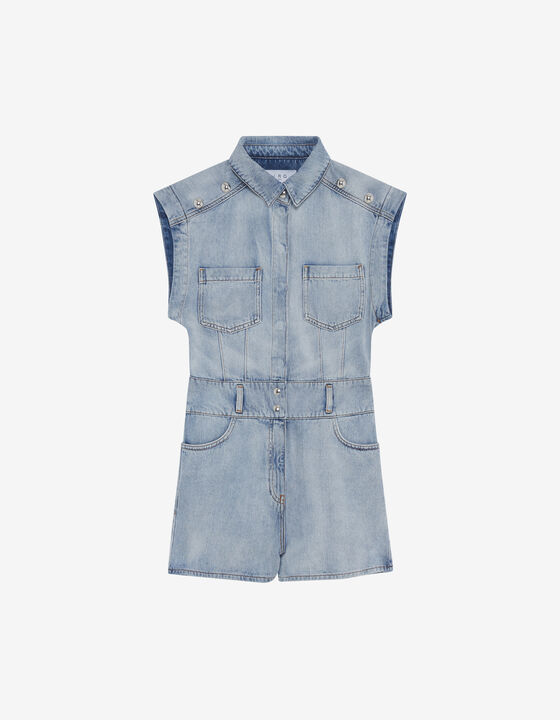 WASHED DENIM ROMPER