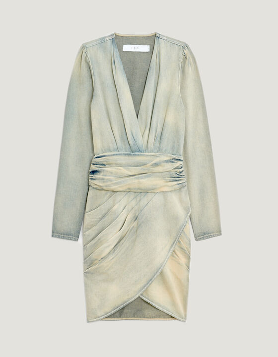 JUVARNA STONE WASH DENIM MINI DRESS