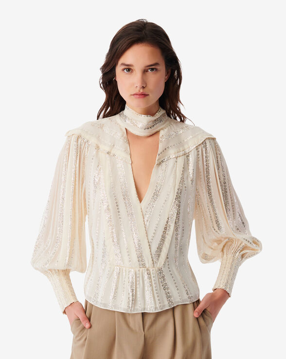 VIVIANA LUREX V-NECK TOP