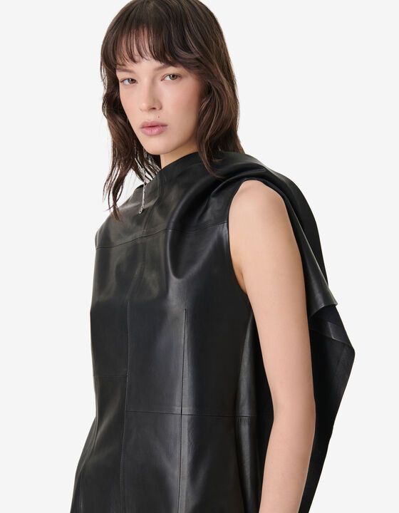 DRAPED LEATHER DRESS