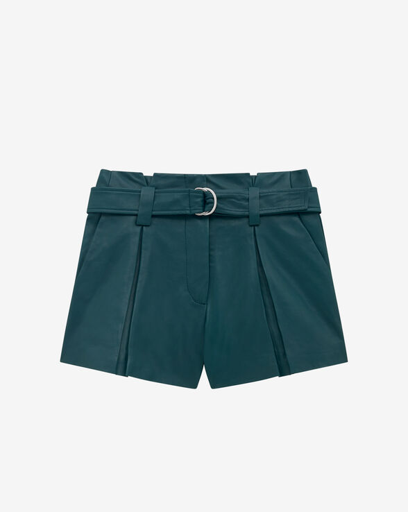 MORIN BELTED LEATHER SHORTS