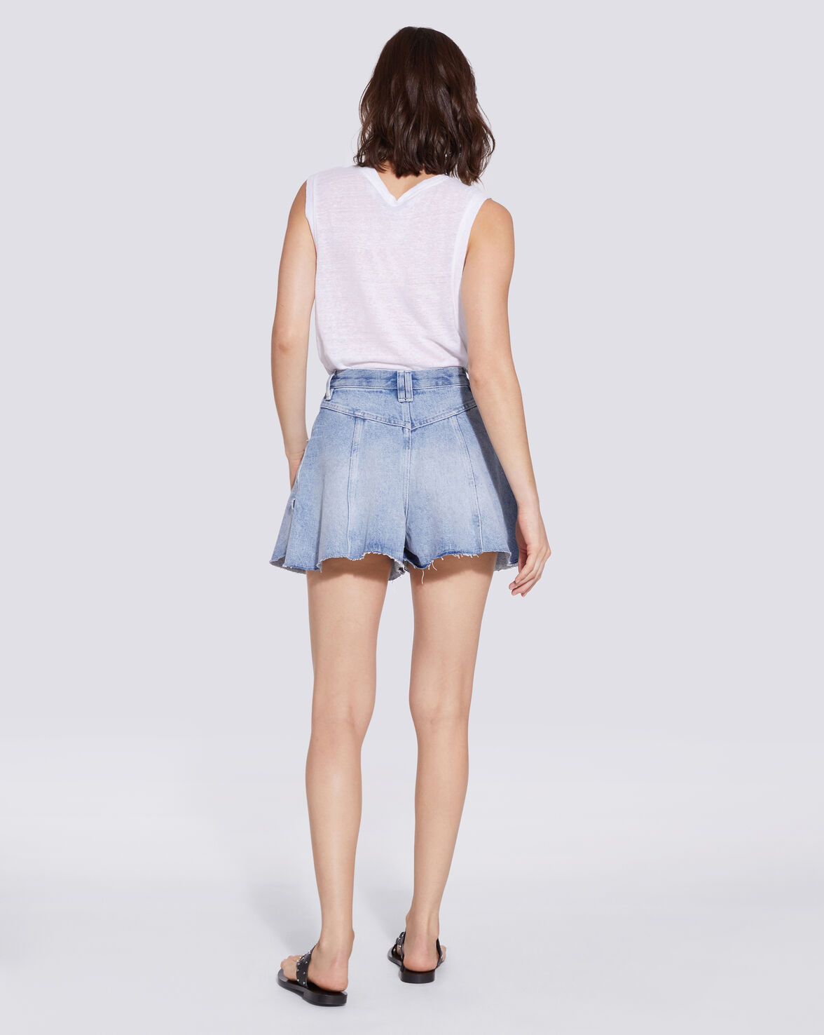 RAJO WIDE LEG LIGHT WASH DENIM SHORTS image number null