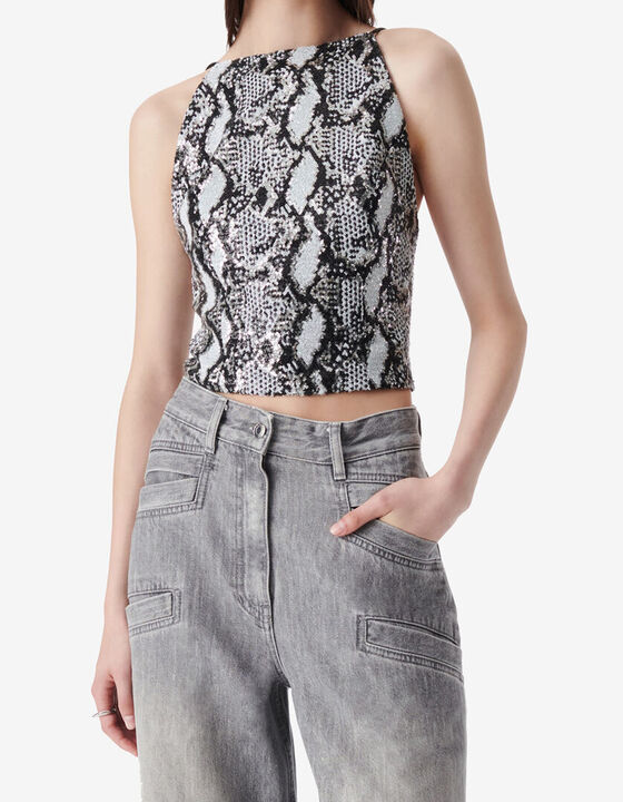 SEQUIN BOATNECK TOP