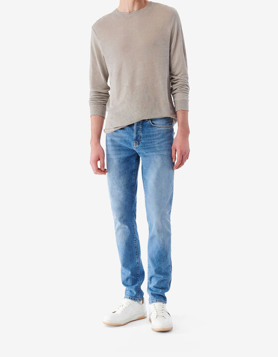 T-SHIRT EN LIN &Agrave; COL ROND