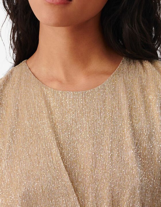 SHORT DRAPED ROUND-NECK DRESS