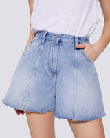 RAJO WIDE LEG LIGHT WASH DENIM SHORTS image number null