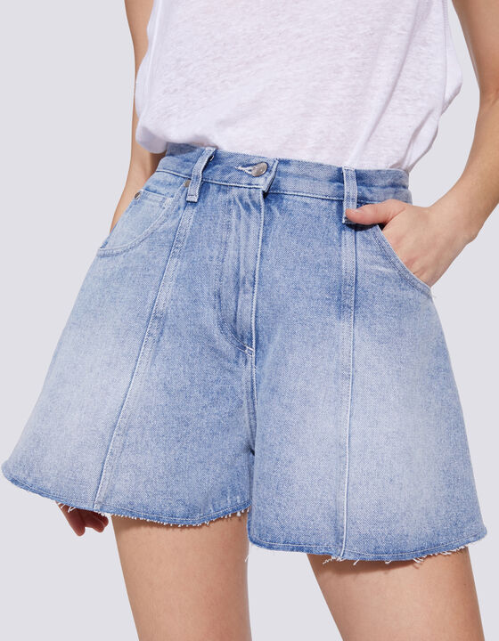 RAJO WIDE LEG LIGHT WASH DENIM SHORTS