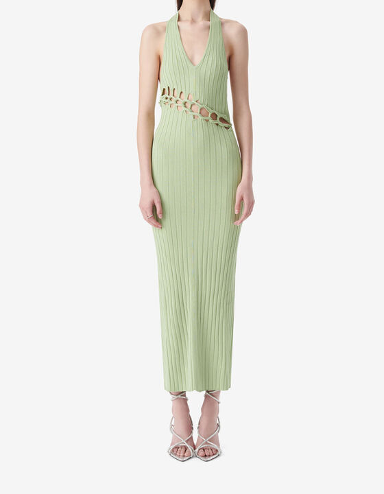 RIBBED HALTER DRESS
