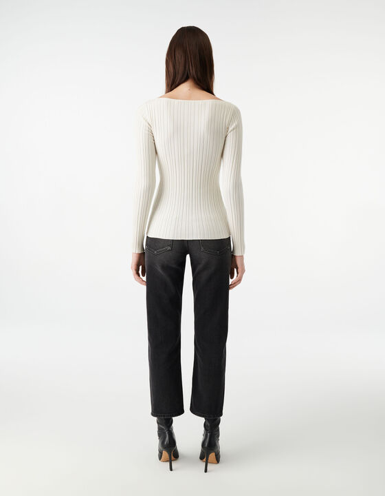 SQUARE-NECK RIBBED SWEATER