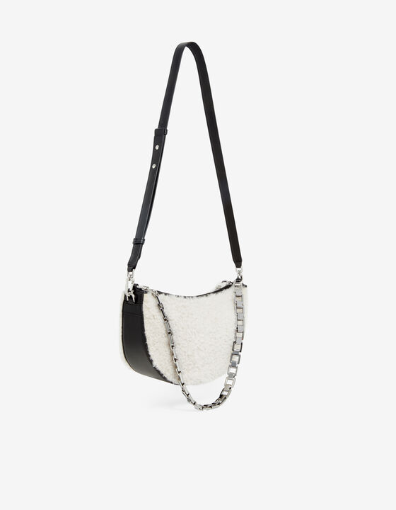 FUR SHEARLING AND LEATHER SHOULDER BAG