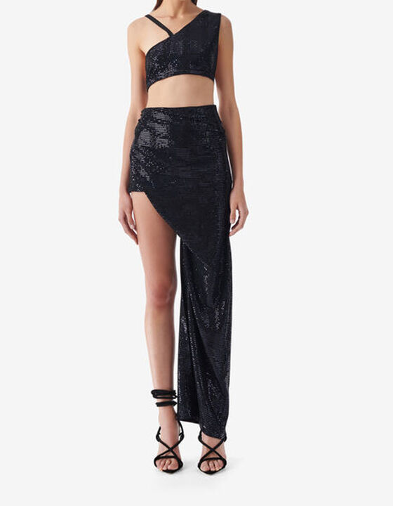 ASYMMETRICAL SEQUIN SKIRT