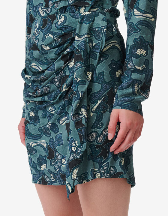 PRINTED GATHERED SKIRT