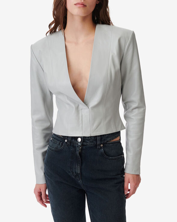 TOP COL V EN CUIR MADO