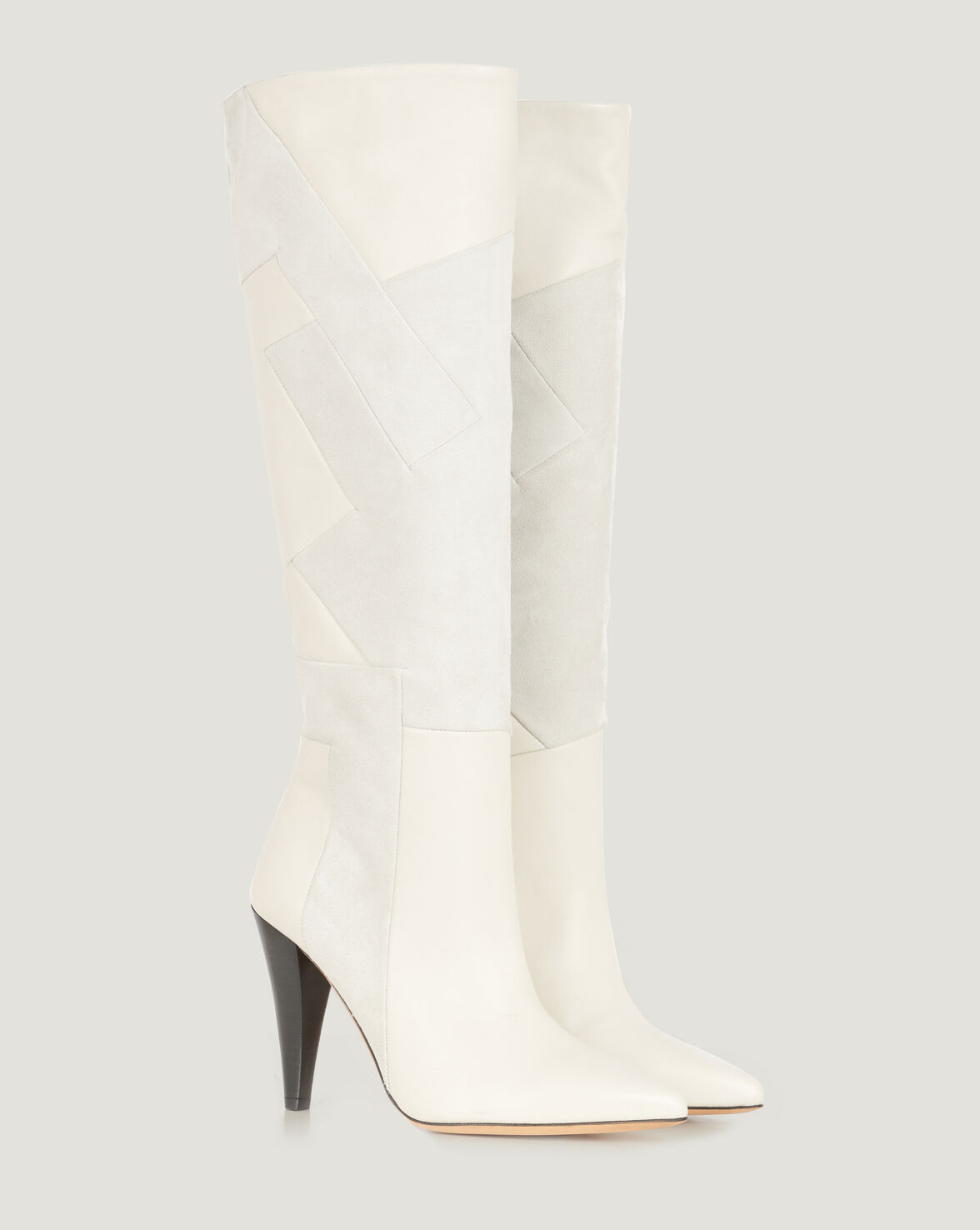 DARSON KNEE HIGH PATCHWORK LEATHER BOOTS image number null