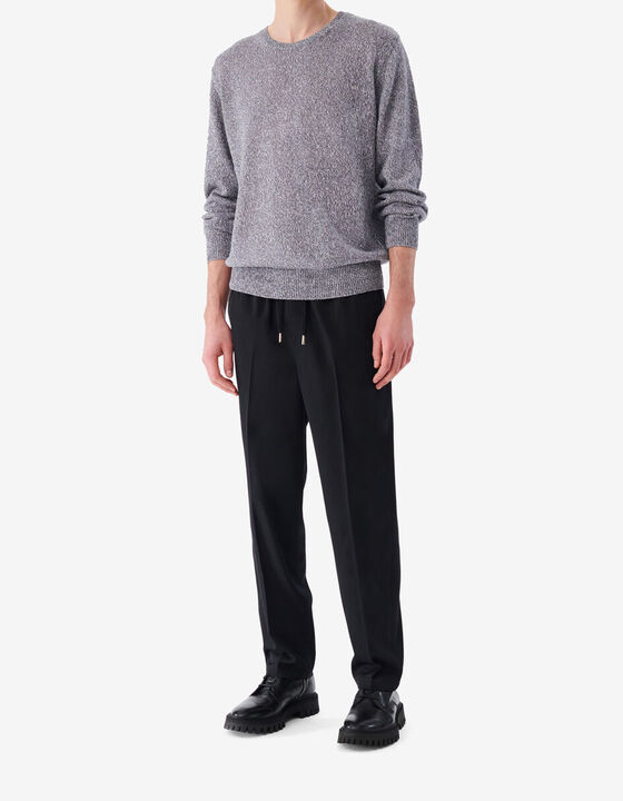 PULL COL ROND EN LIN M&Eacute;LANG&Eacute;