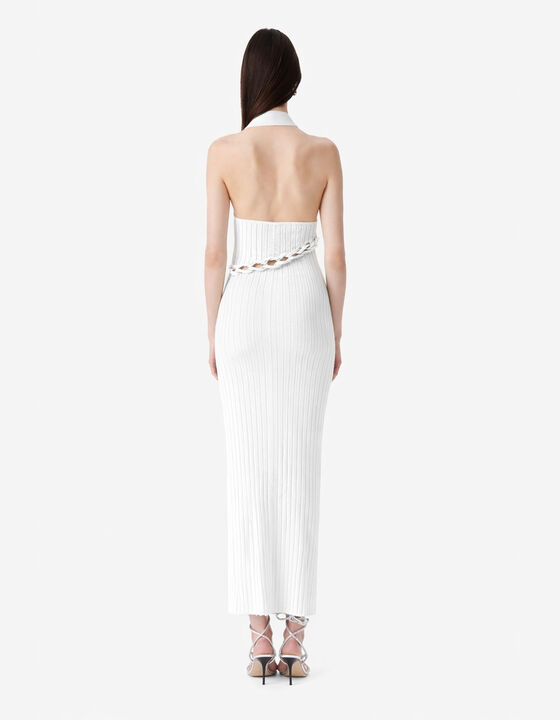 RIBBED HALTER DRESS