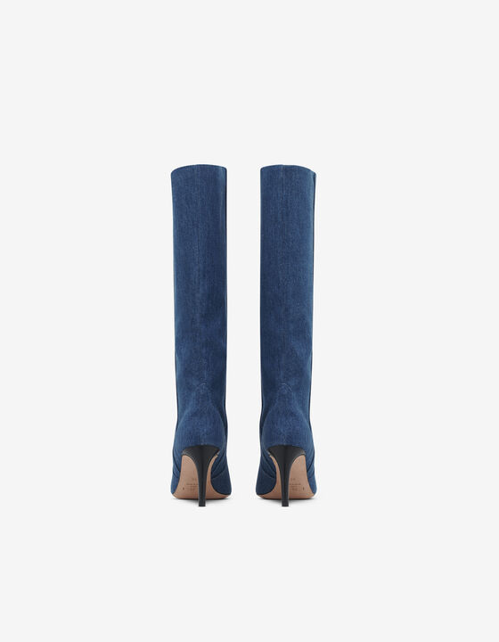 DENIM HIGH-HEELED BOOTS