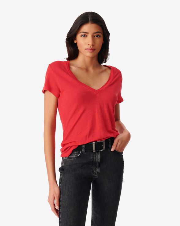 T-SHIRT COL V EN LIN RODEO