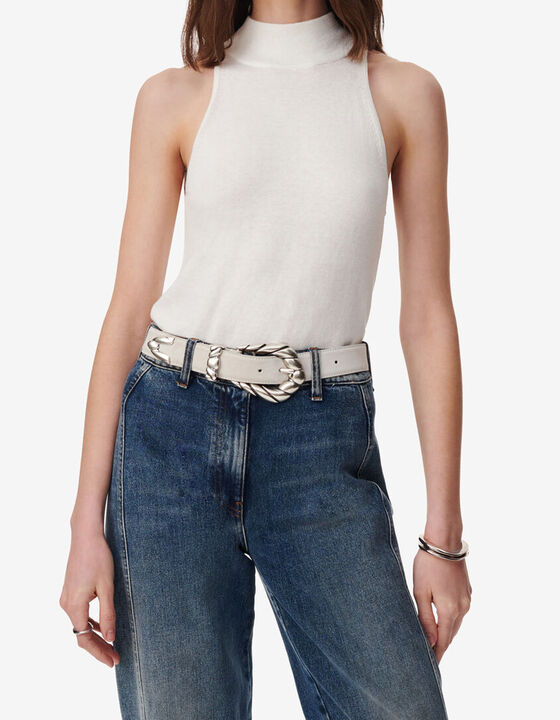 HIGH-NECK SLEEVELESS SWEATER