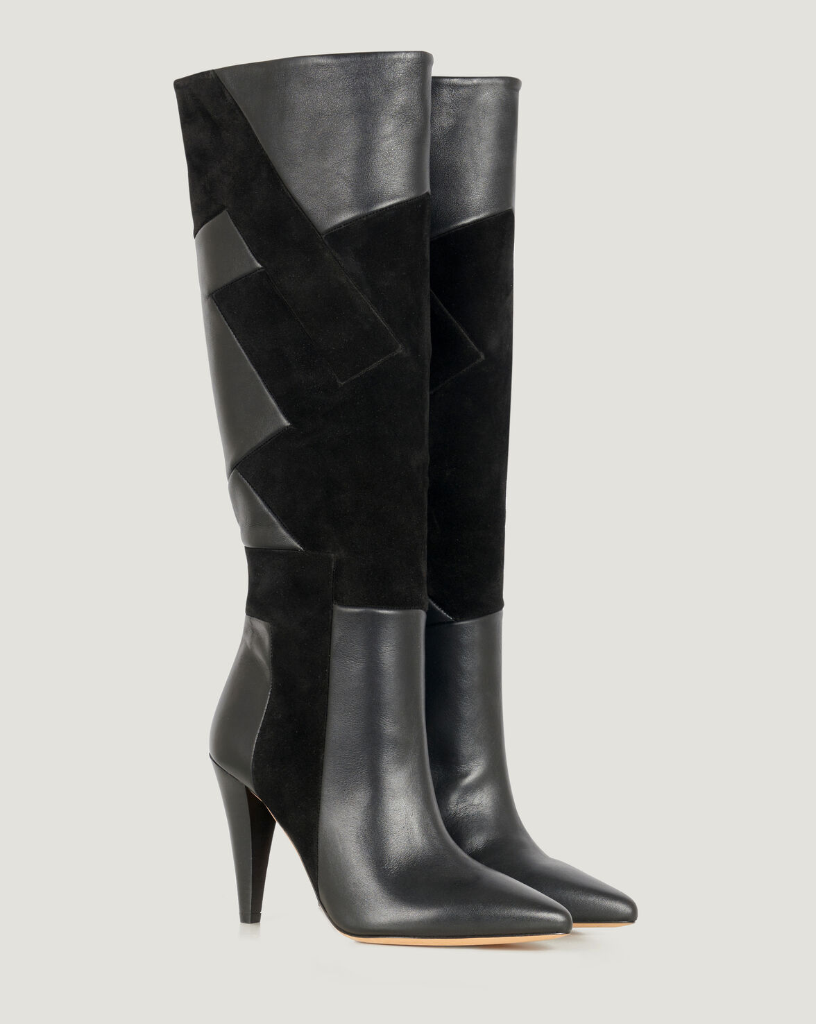 DARSON KNEE HIGH PATCHWORK LEATHER BOOTS image number null