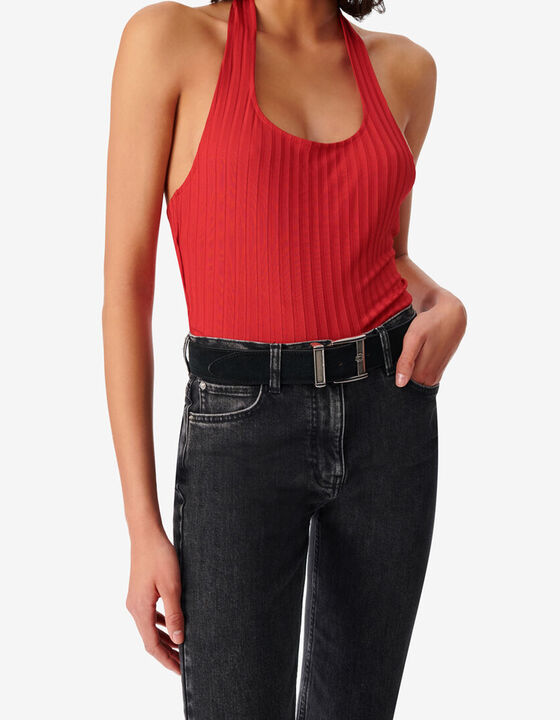 RIBBED OPEN BACK CROP TOP
