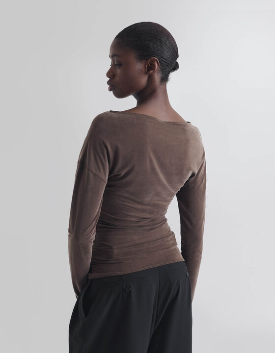 DRAPED BOAT-NECK TOP