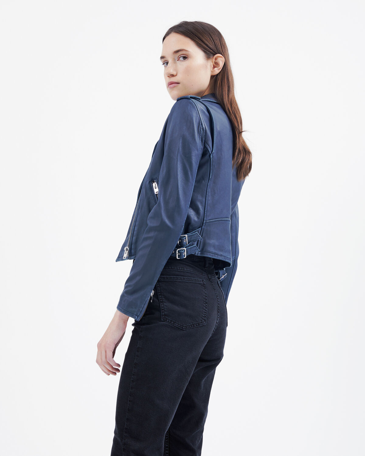 Iro Spring Summer 18 Collection Ashville Leather Jacket Iro Ashville Leather Jacket Blue