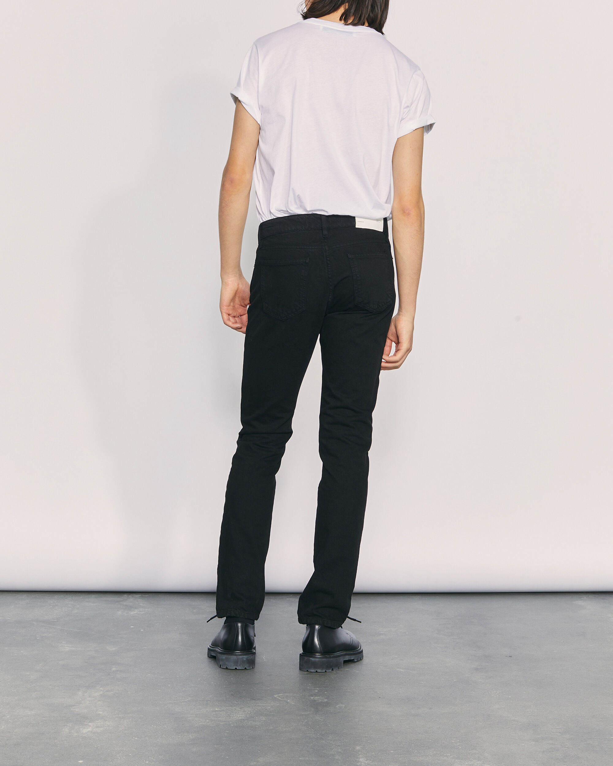 black denim straight jeans