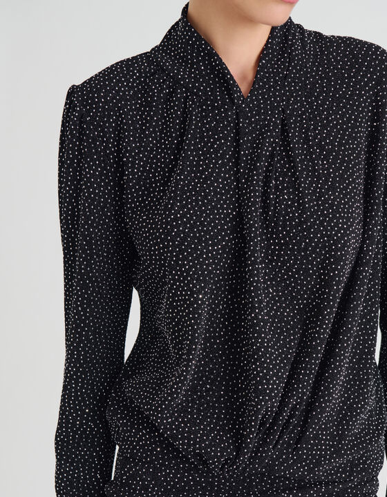 DRAPED TOP WITH RHINESTONES