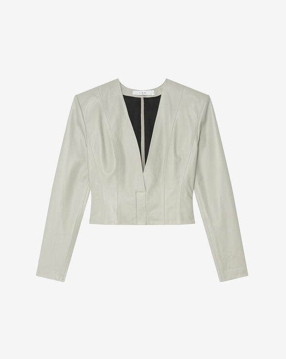 TOP COL V EN CUIR MADO