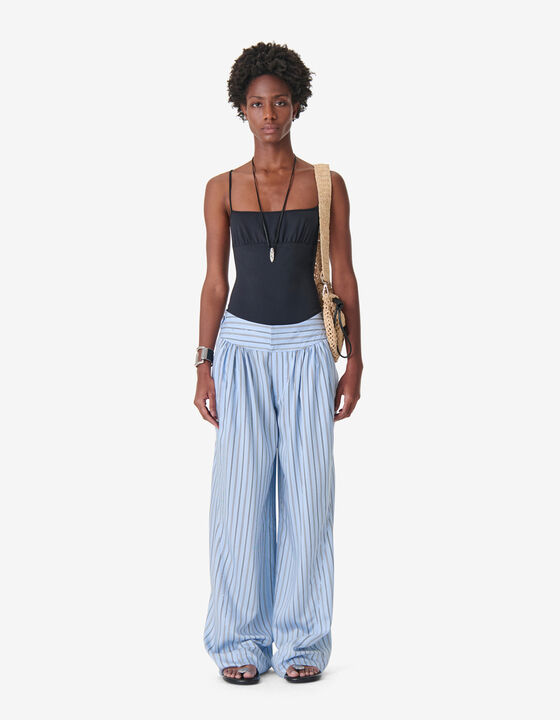 STRIPED WIDE-LEG PANTS