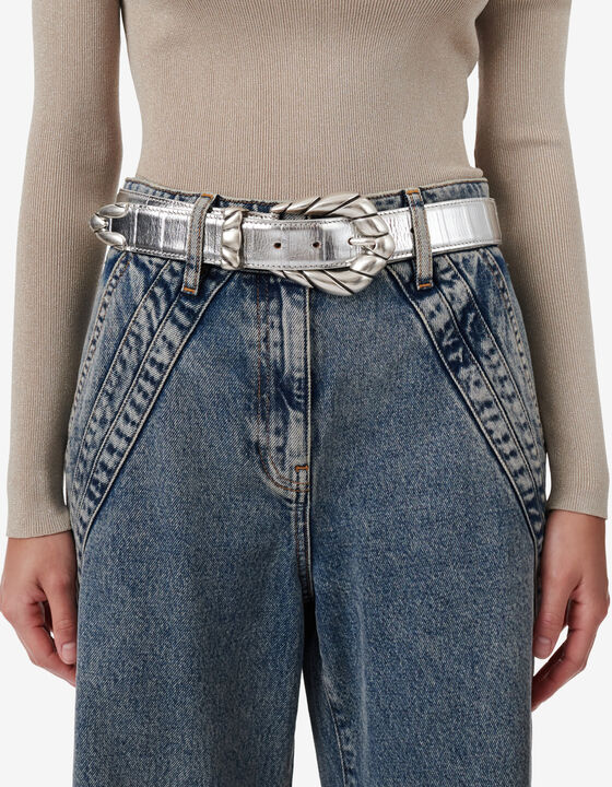 SILVER LEATHER BELT