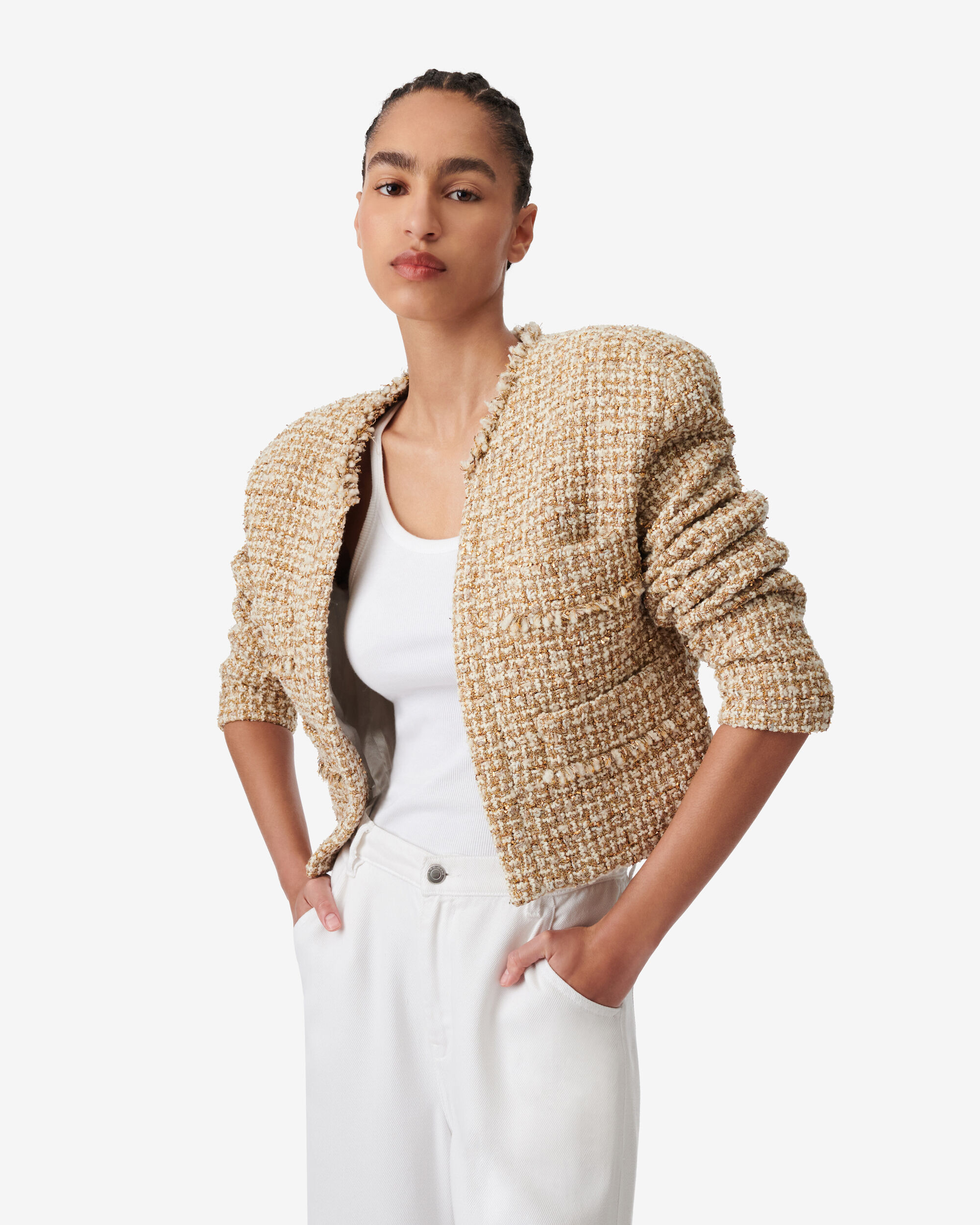 ZARA WOMEN COLLARED TEXTURED TWEED SHORT JACKET LIMITED EDITION S,M PINK  WHITE | eBay