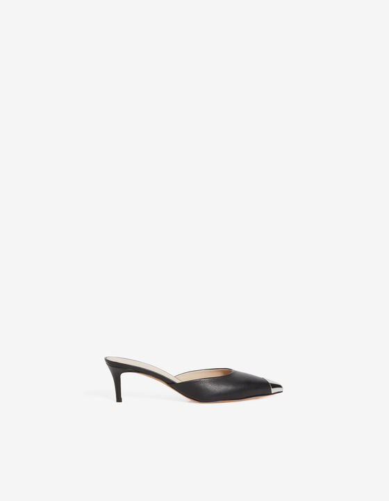SILVER-TOED LEATHER MULES