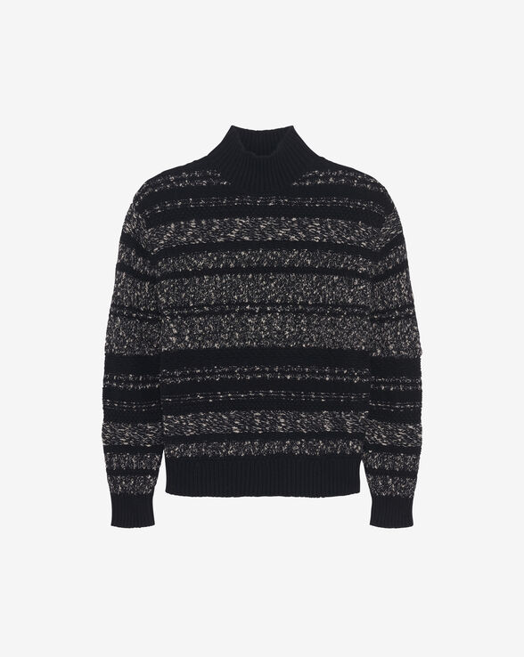 INOKO STRIPED HIGH-NECK WOOL BLEND SWEATER