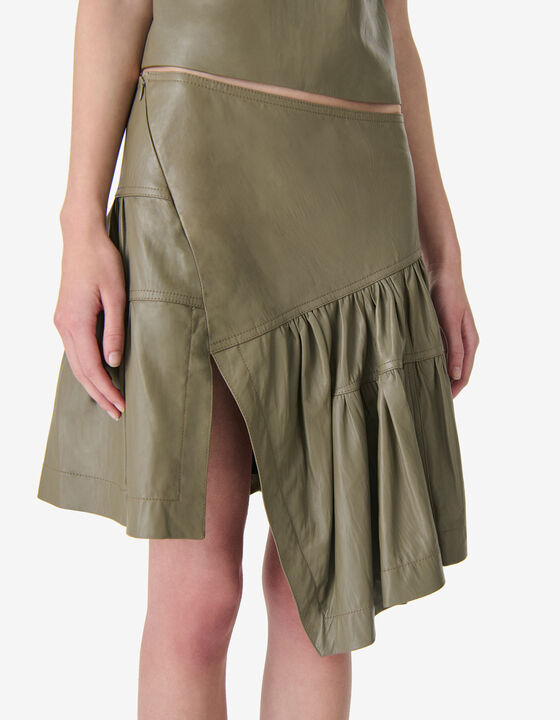 LEATHER ASYMETRICAL SKIRT