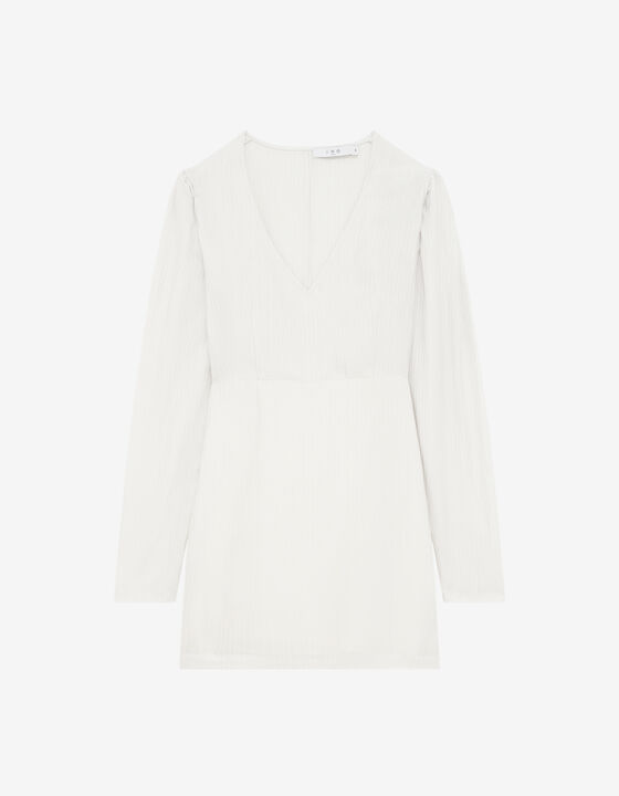 STRIPED JACQUARD V-NECK DRESS