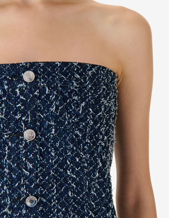 TEXTURED DENIM BUSTIER
