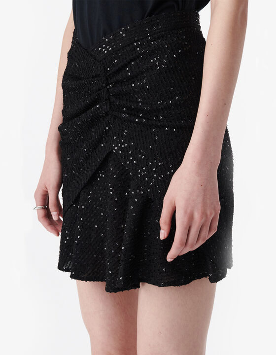 DRAPED SEQUIN SKIRT