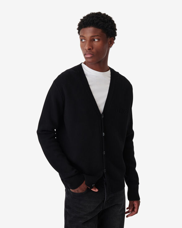FELIO WOOL V-NECK CARDIGAN WITH LOGO