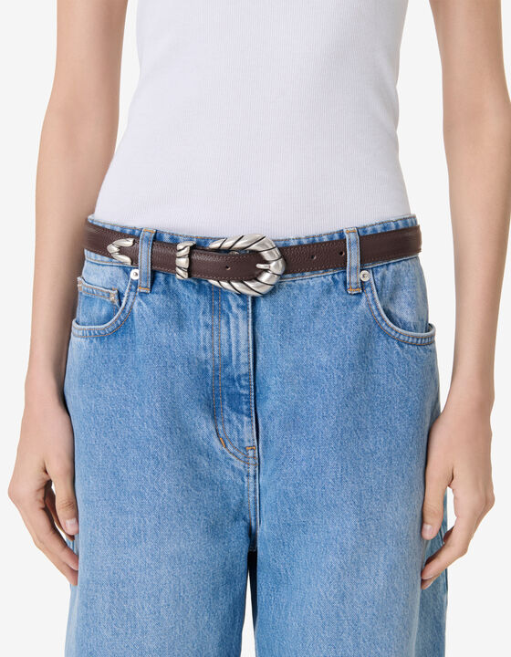 LEATHER BABY BELT WITH SCULPTED BUCKLE